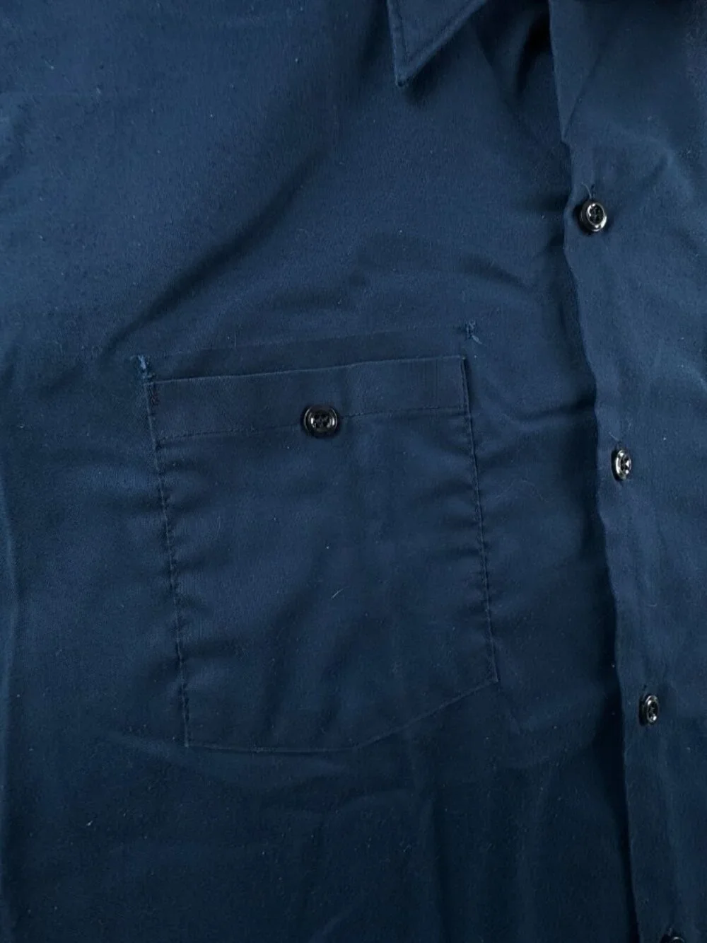 VTG Lee 70’s Button Up Work Shirt Automotive Navy Blue USA Long Sleeve